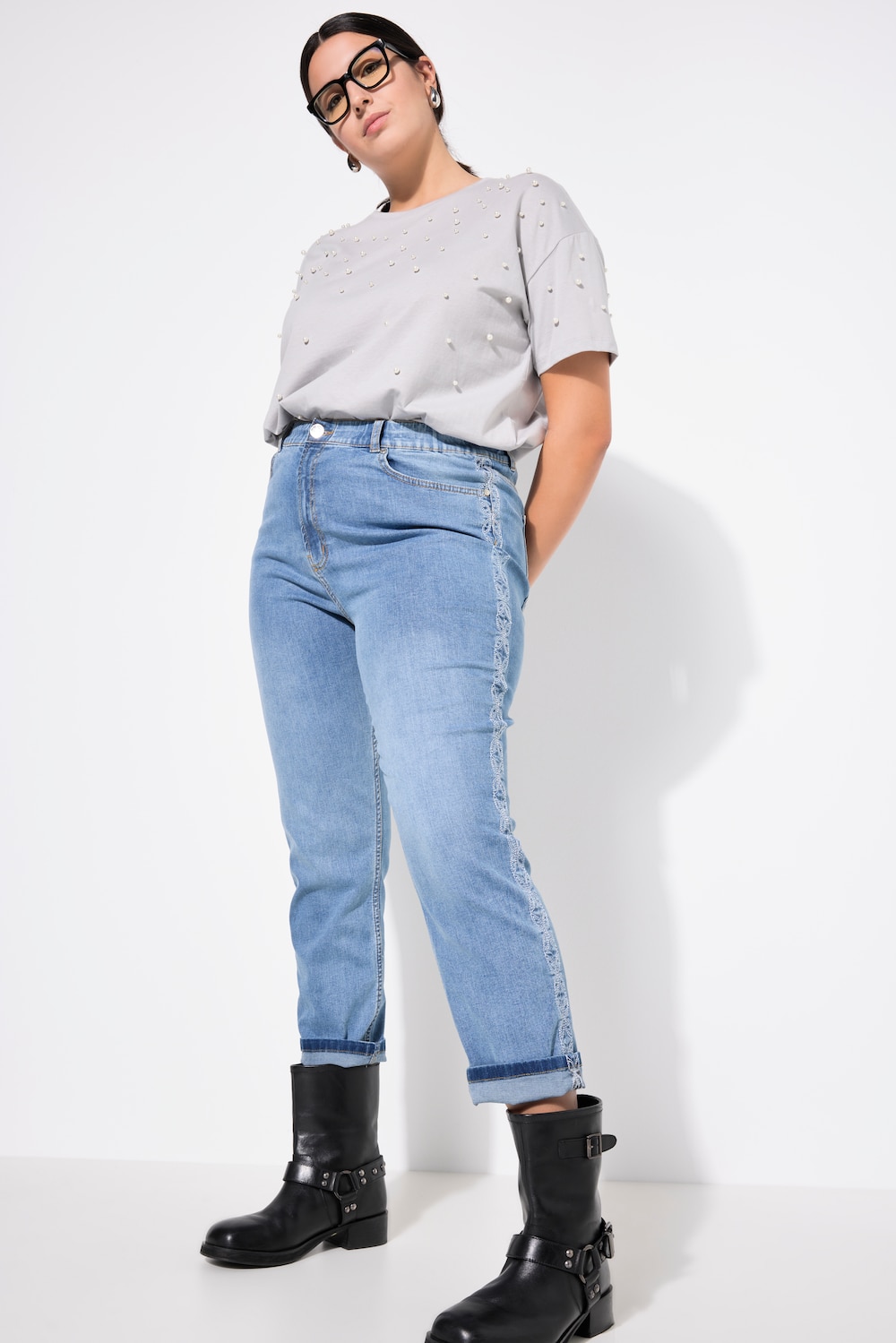 Große Größen Mom-Jeans, Damen, blau, Größe: 52, Baumwolle, Studio Untold