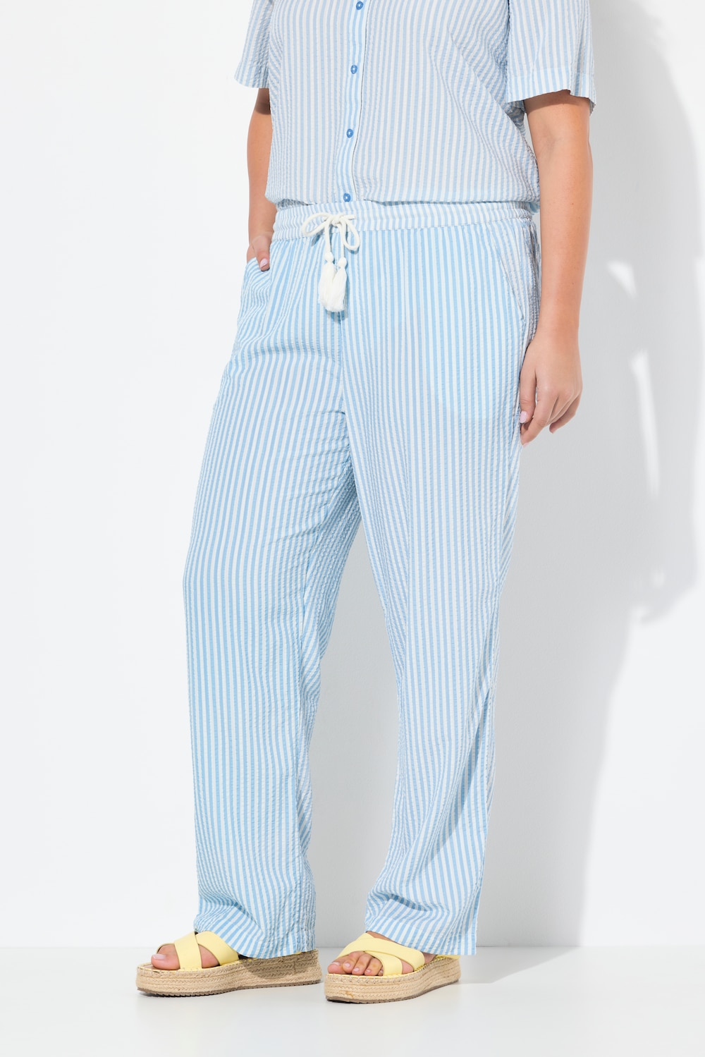 Große Größen Streifenhose Rose, Damen, blau, Größe: 62/64, Baumwolle/Viskose, Ulla Popken