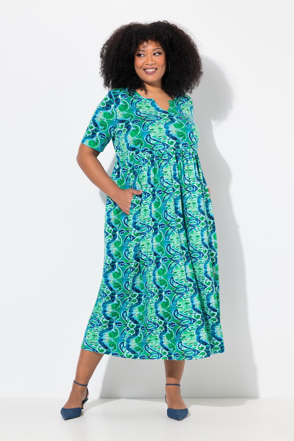 Große Größen Maxikleid, Damen, türkis, Größe: 62/64, Baumwolle, Ulla Popken