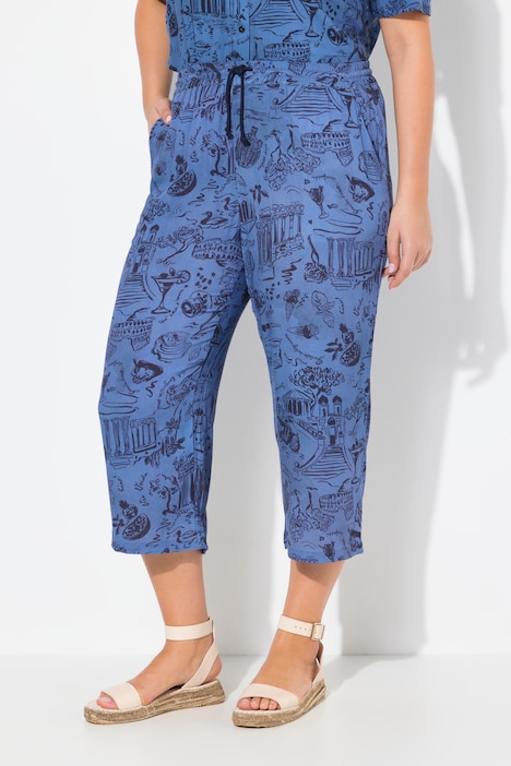 Italy Print Elastic Waist Culottes