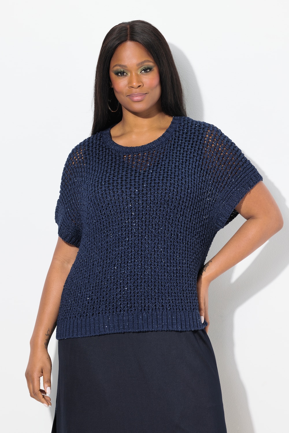 Große Größen Pullover, Damen, blau, Größe: 50/52, Polyester/Baumwolle, Ulla Popken