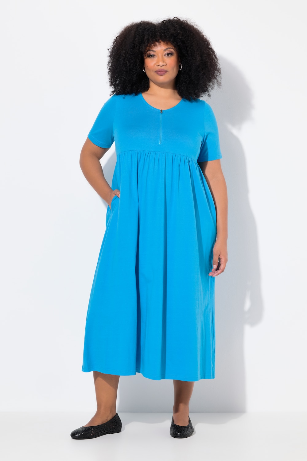 Große Größen Maxikleid, Damen, türkis, Größe: 66/68, Baumwolle, Ulla Popken