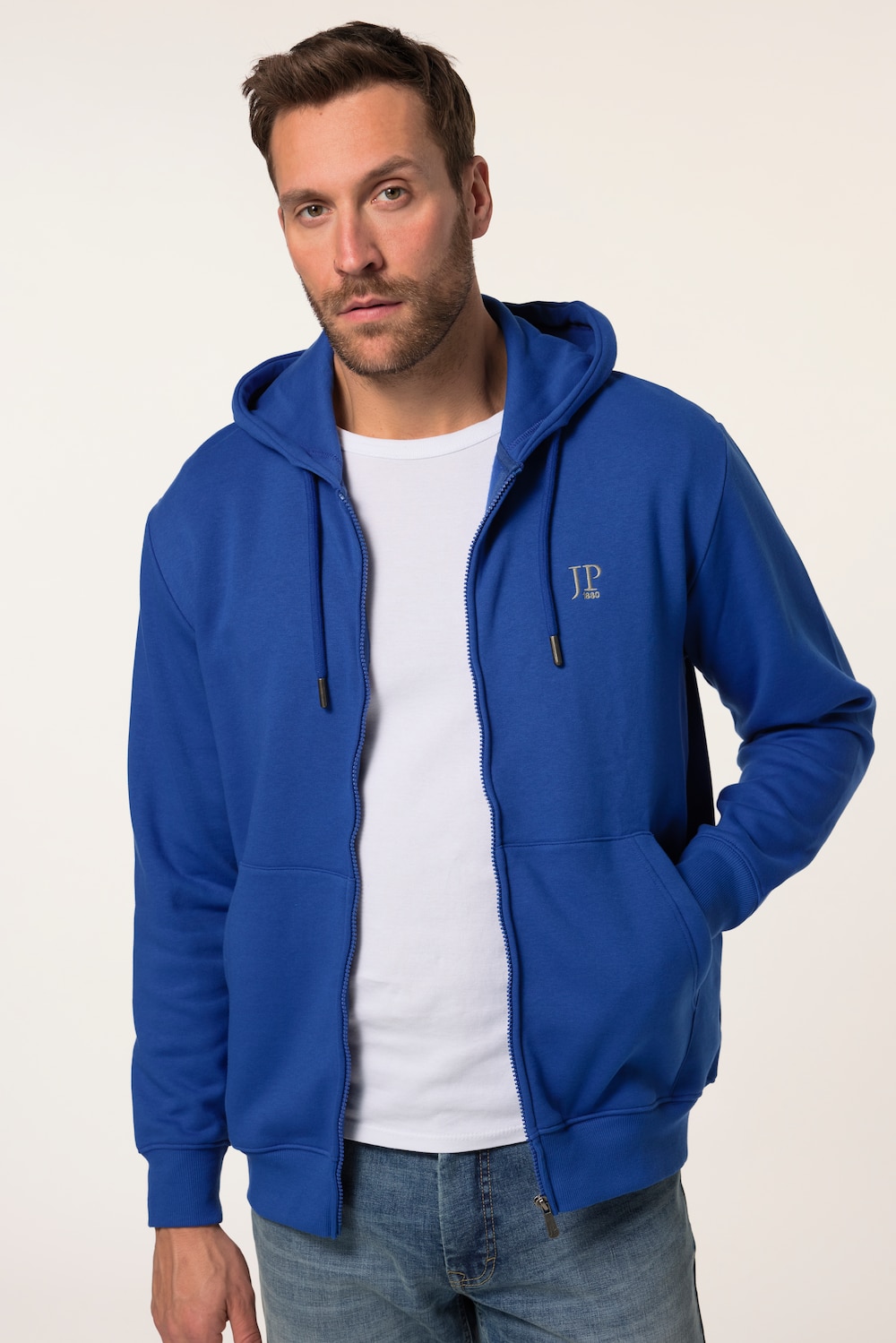 Große Größen JP1880 Hoodiejacke, Herren, blau, Größe: 8XL, Baumwolle/Polyester, JP1880