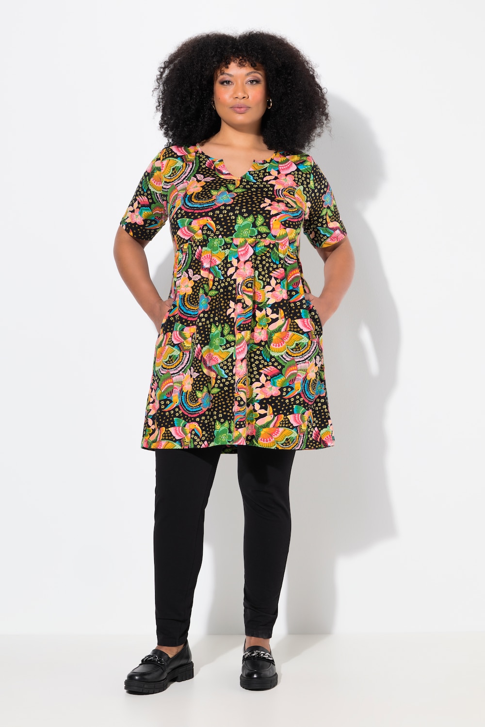 Große Größen Longshirt, Damen, schwarz, Größe: 54/56, Baumwolle, Ulla Popken