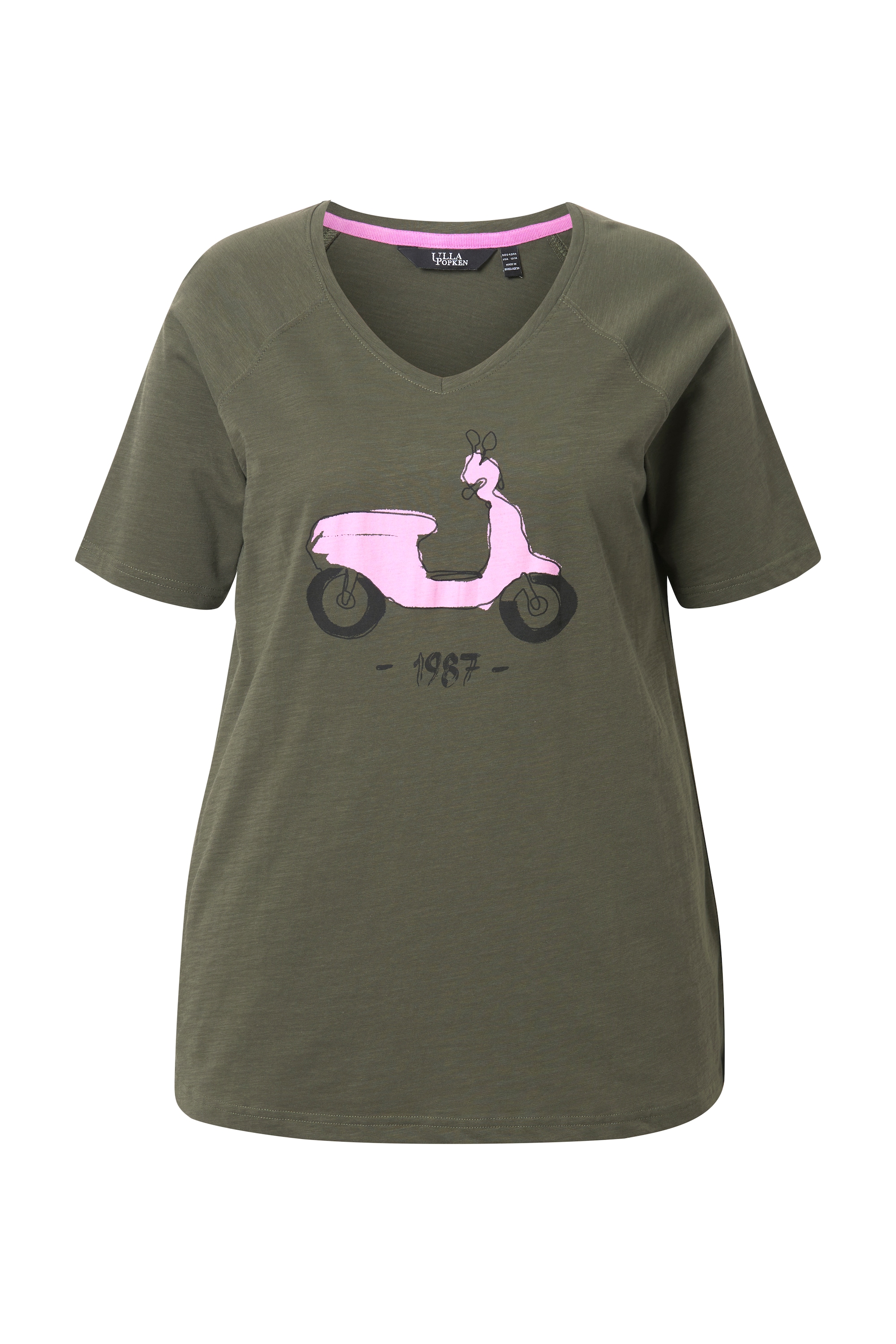 Ulla Popken Damen große Größen T Shirt Vespa Classic V Ausschnitt Halbarm 838157