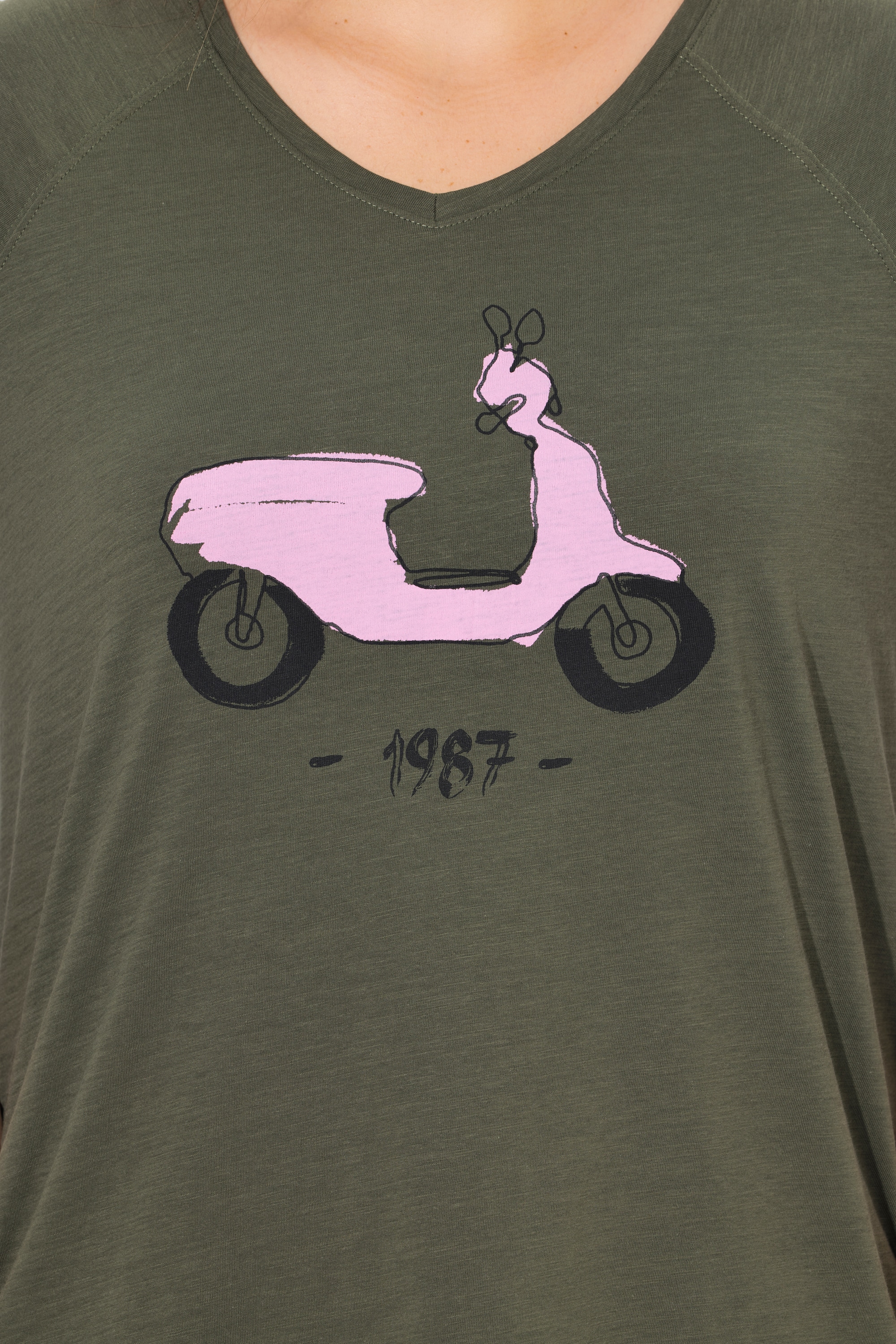 Ulla Popken Damen große Größen T Shirt Vespa Classic V Ausschnitt Halbarm 838157