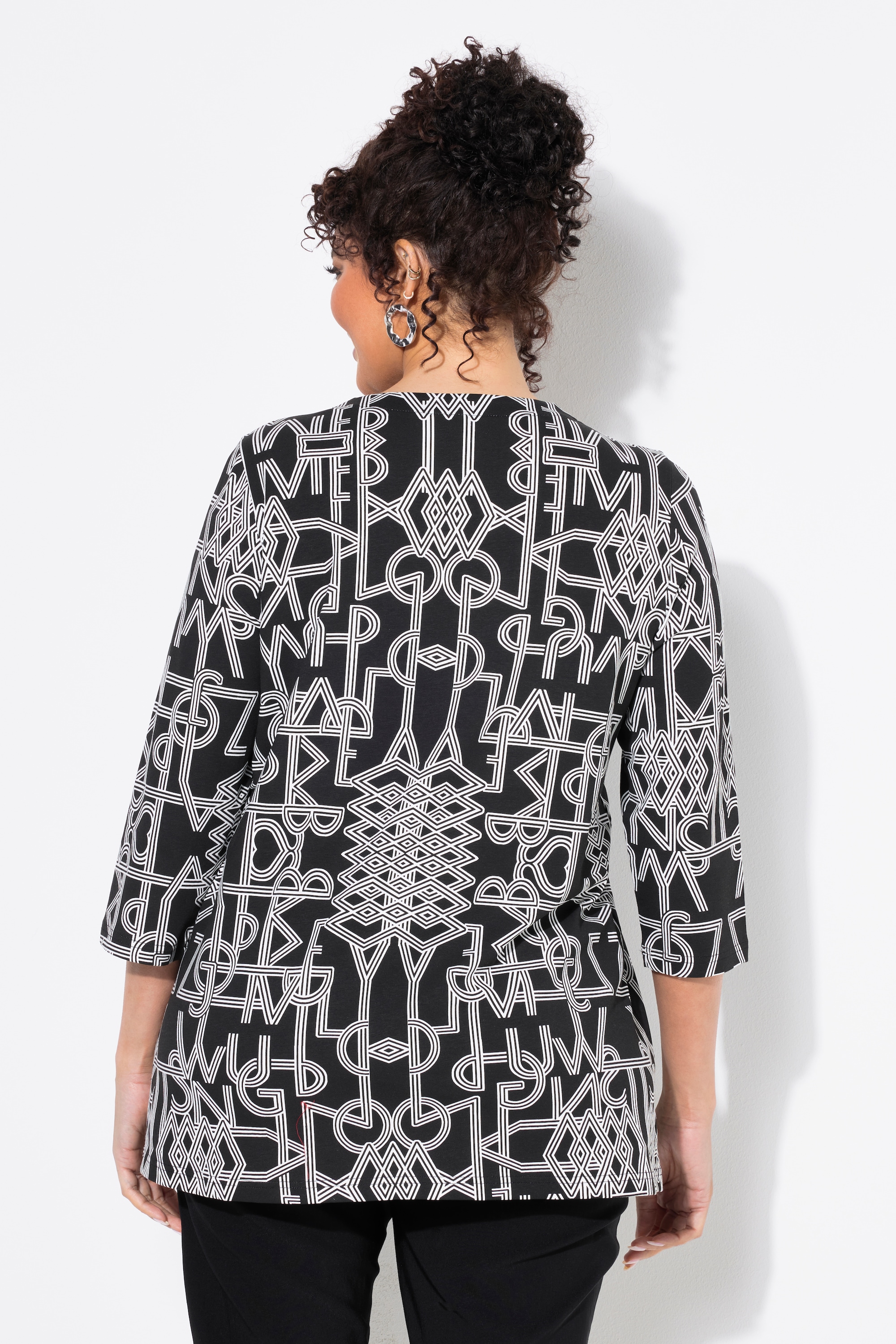 Ulla Popken Damen große Größen T Shirt grafischer Druck V Ausschnitt