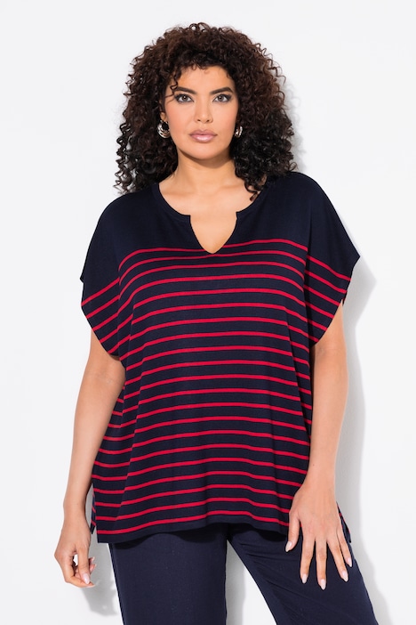 Pull oversize  esprit « cape », rayures et col rond