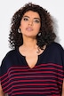 Pullover, striber, oversized, rund hals, kappeform
