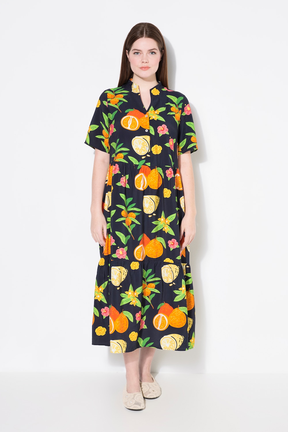 Große Größen Maxikleid, Damen, blau, Größe: 62/64, Viskose/Synthetische Fasern, Ulla Popken