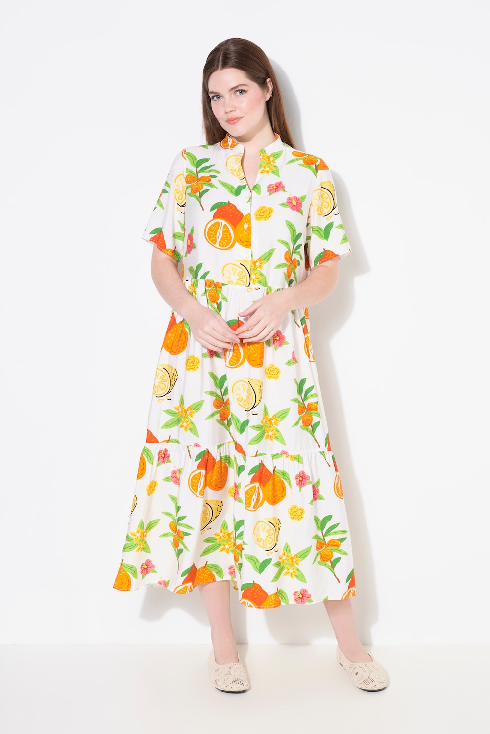 Große Größen Maxikleid, Damen, weiß, Größe: 62/64, Viskose/Synthetische Fasern, Ulla Popken