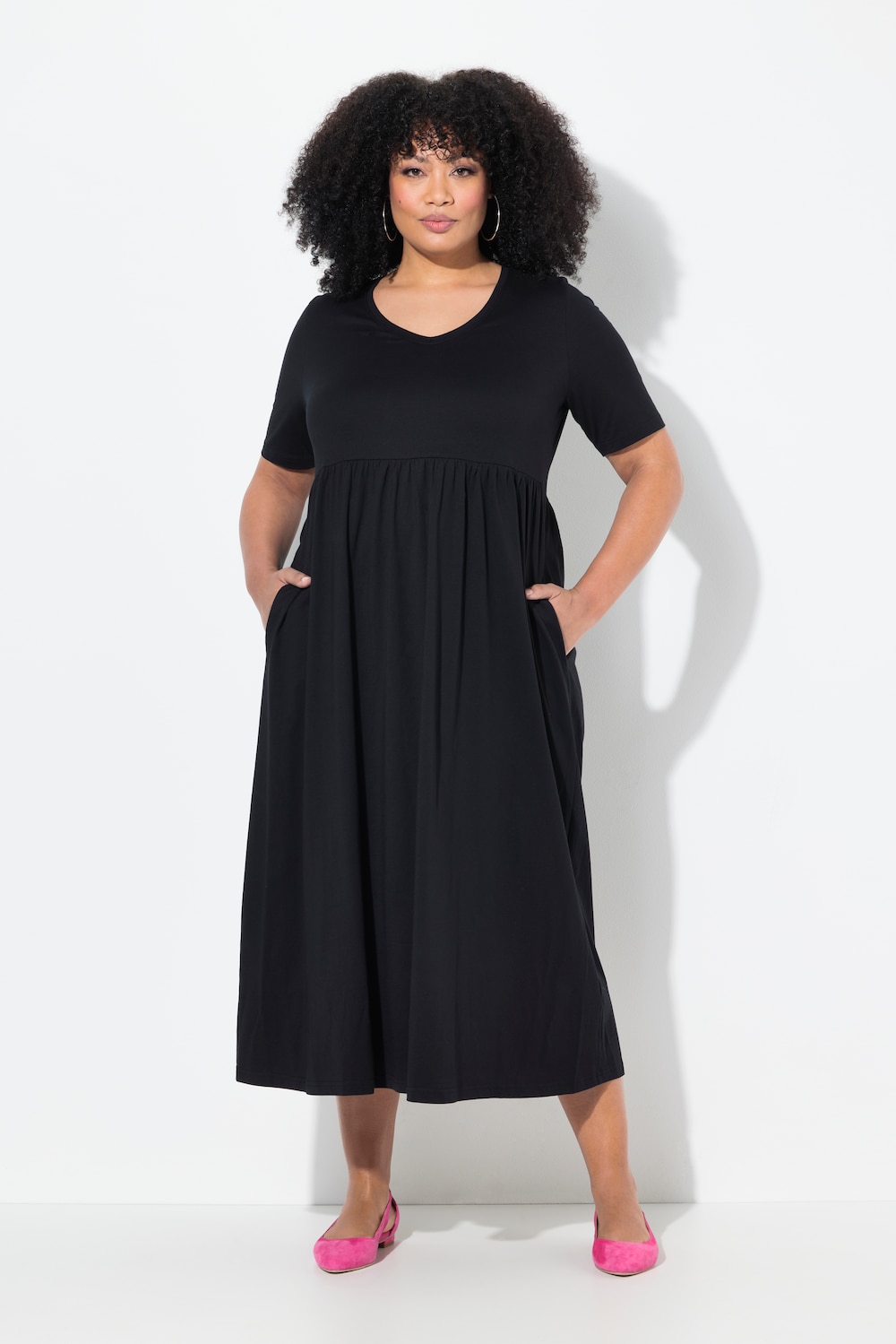 Große Größen Maxikleid, Damen, schwarz, Größe: 50/52, Baumwolle, Ulla Popken