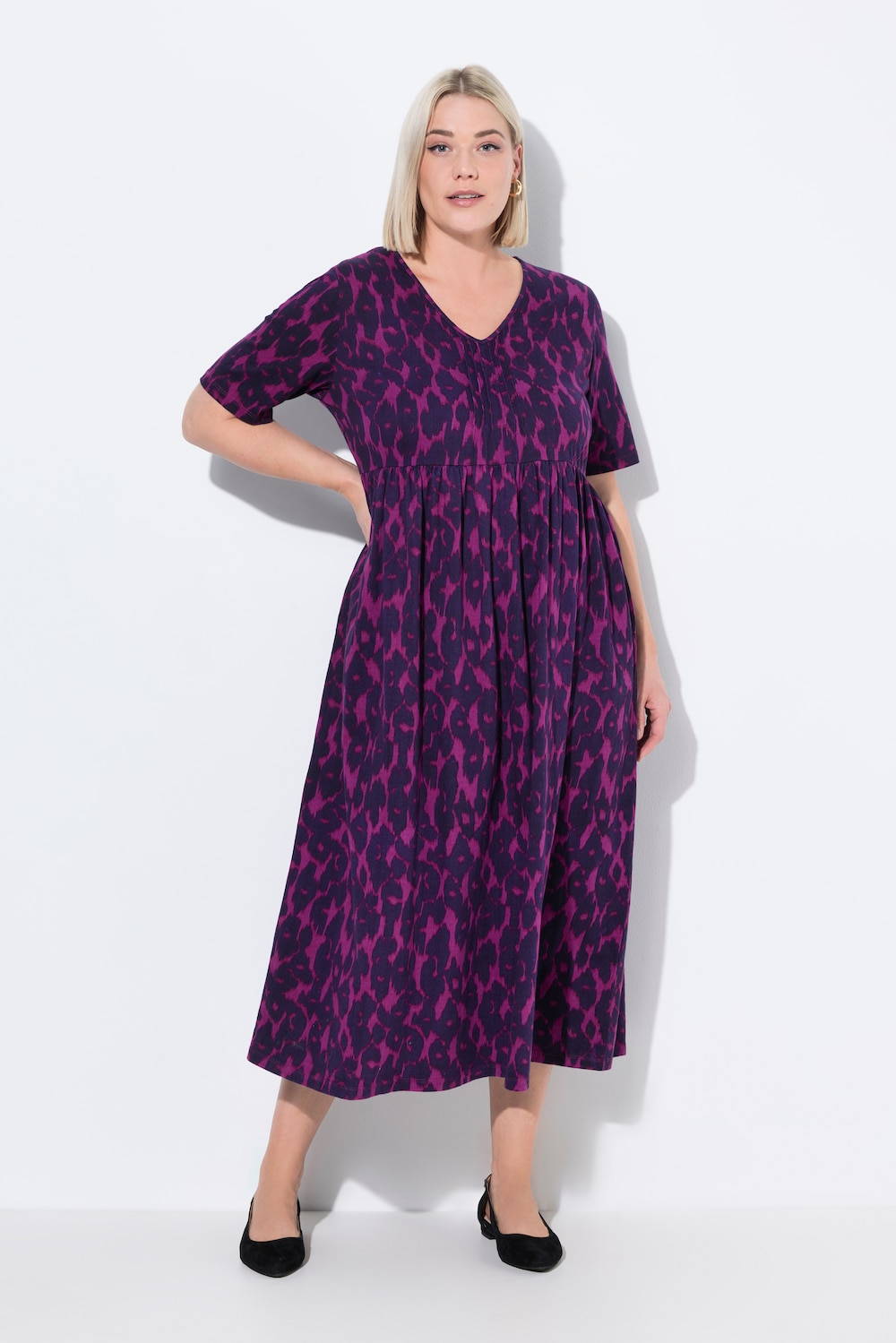 Große Größen Maxikleid, Damen, lila, Größe: 50/52, Baumwolle, Ulla Popken