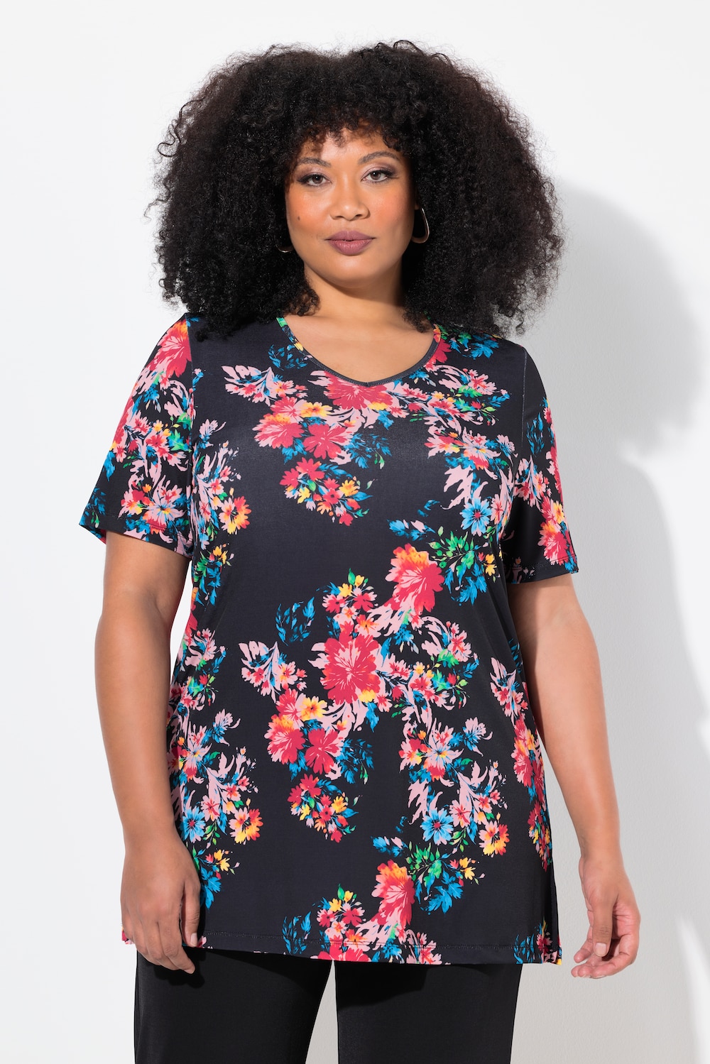 Große Größen Longshirt, Damen, schwarz, Größe: 66/68, Polyester, Ulla Popken