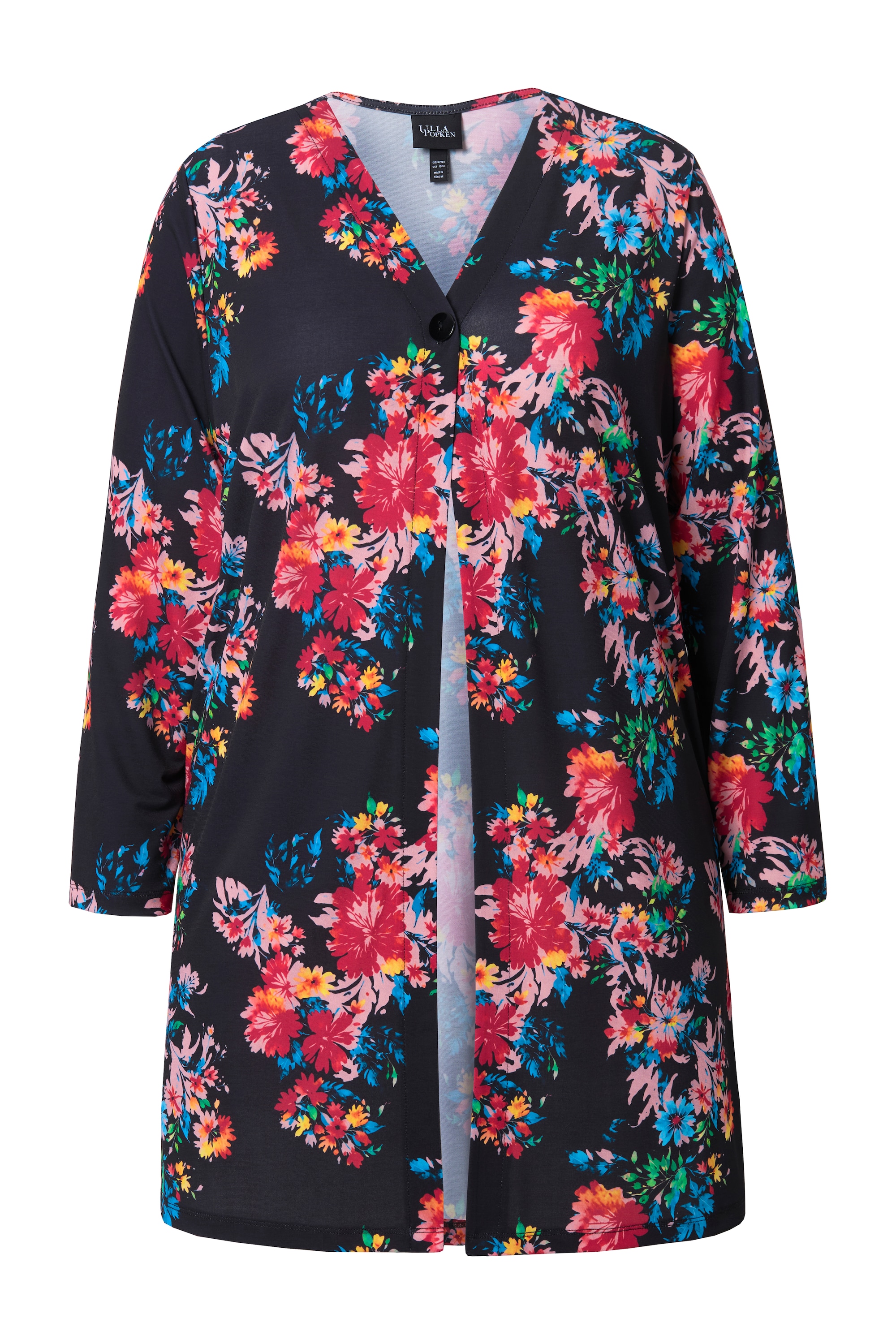 Ulla Popken Damen große Größen Jerseyjacke A Linie V Ausschnitt Langarm 838195