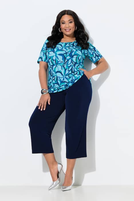 Pantalon 7/8 en jersey, jambe droite et taille élastique