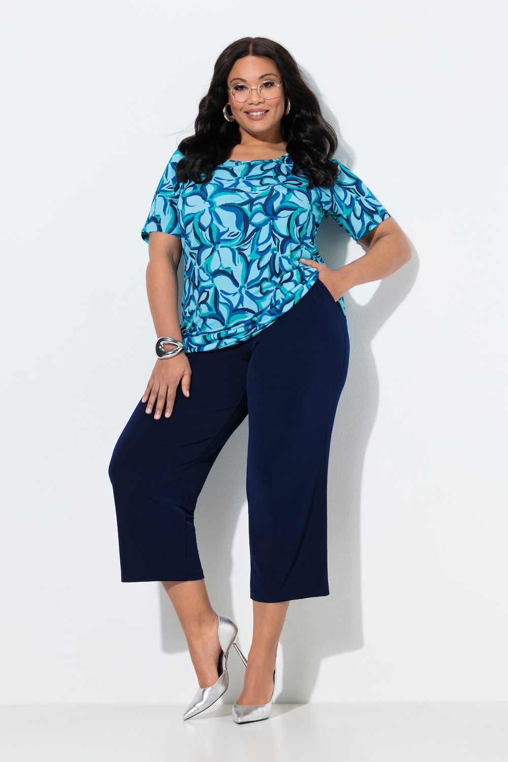 7/8-Jerseyhose, gerades Bein, Elastikbund