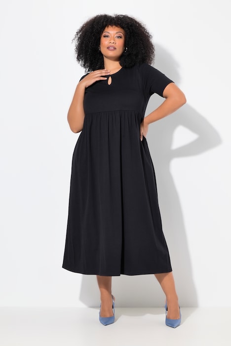 Keyhole Neckline Short Sleeve Empire Waist Knit Dress