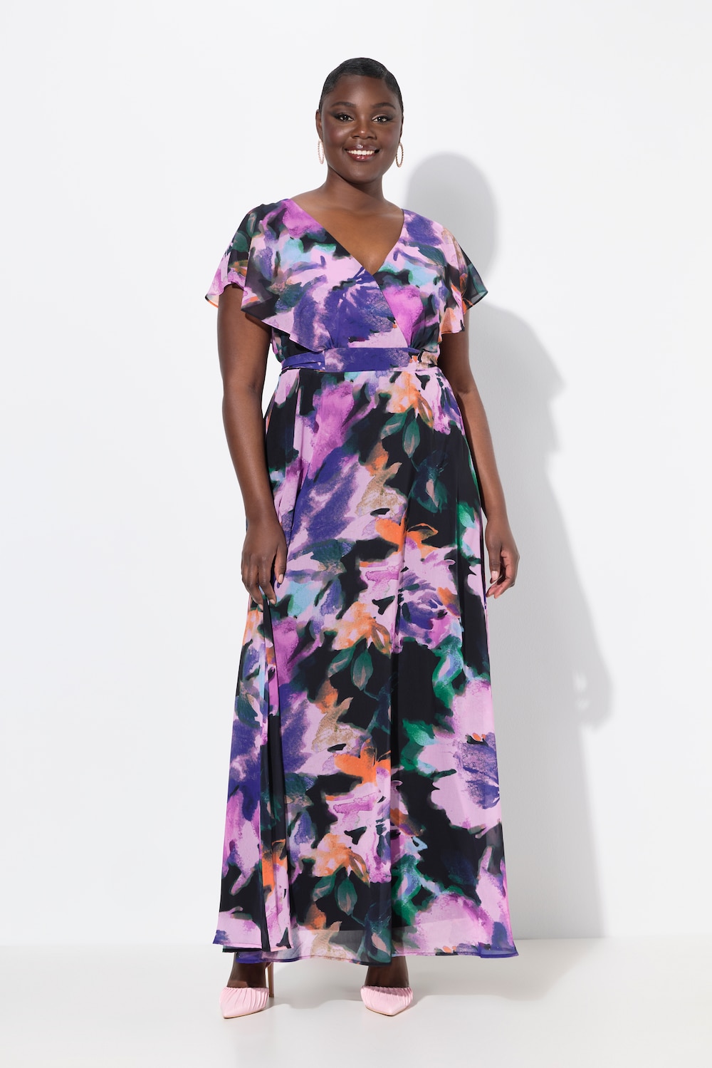 Große Größen Maxikleid, Damen, schwarz, Größe: 46/48, Polyester, Ulla Popken