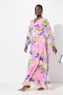 Abendkleid, doppellagig, V-Ausschnitt, Langarm