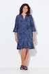 Jerseykleid, A-Linie, Tunika-Ausschnitt, 3/4-Arm