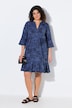 Jerseykleid, A-Linie, Tunika-Ausschnitt, 3/4-Arm