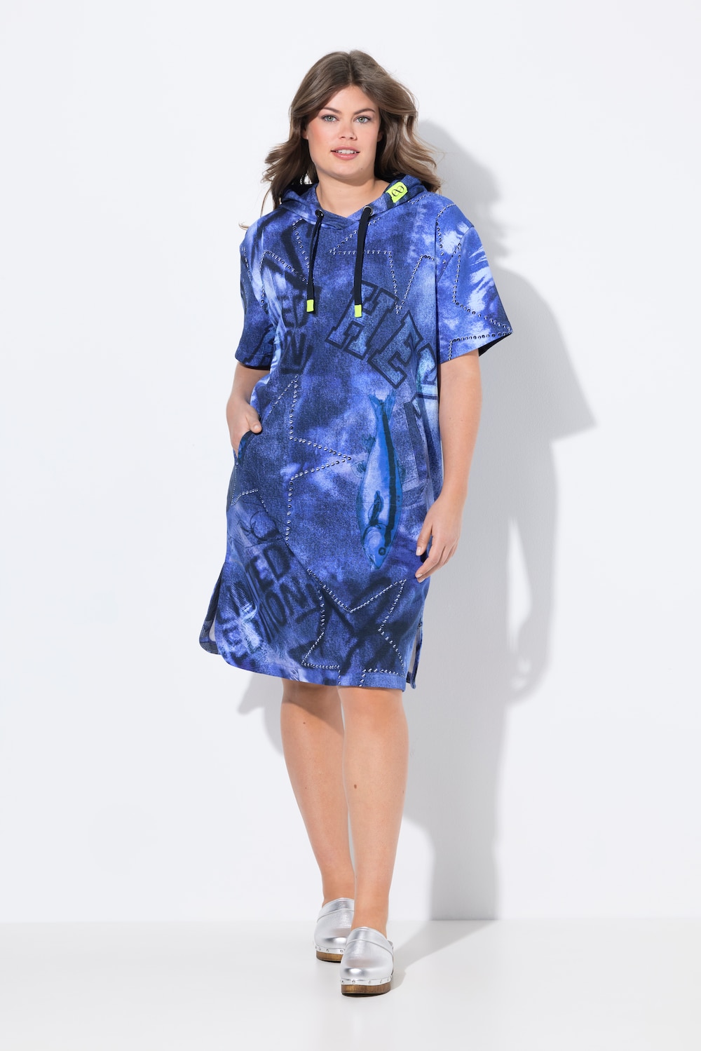 Große Größen Strand Sweatkleid, Damen, blau, Größe: 52/54, Baumwolle/Polyester, LAURASON