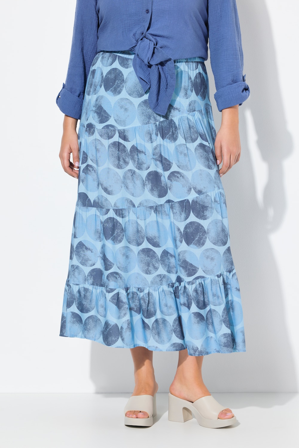 Große Größen Maxirock, Damen, blau, Größe: 46/48, Viskose, Ulla Popken