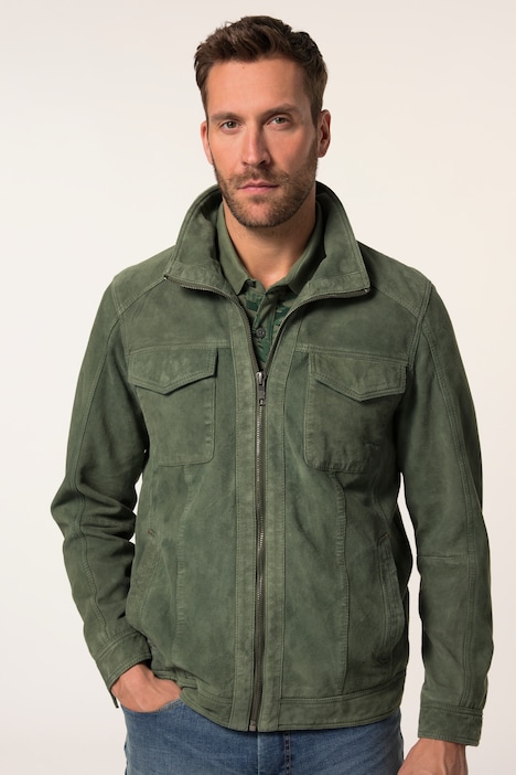 Lederjacke, Leder, Lammvelours, Rückenbadge, bis 7 XL