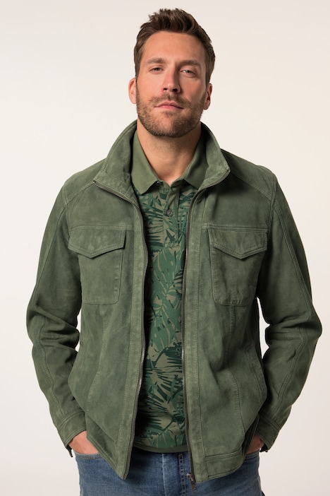 Lederjacke, Leder, Lammvelours, Rückenbadge, bis 7 XL