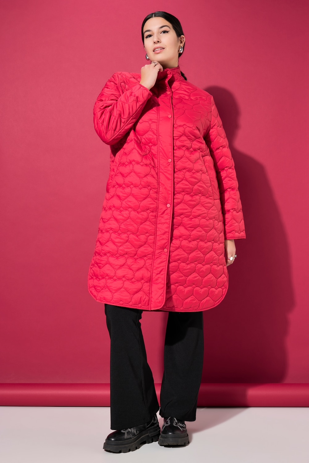 Große Größen Steppmantel, Damen, rot, Größe: 54/56, Polyester/Synthetische Fasern, Studio Untold