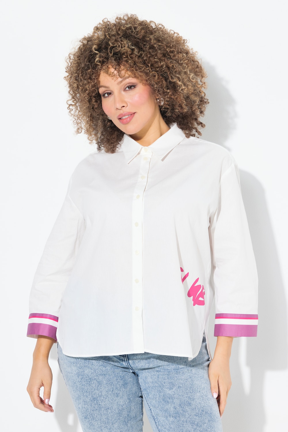 Thumbnail - Große Größen Hemdbluse, Damen, weiß, Größe: 50/52, Baumwolle, Ulla Popken