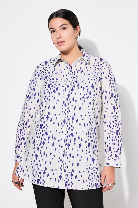 Overhemdblouse, boxy model, stippenprint