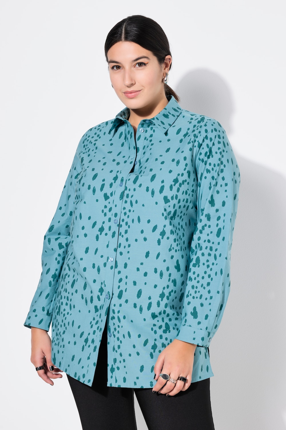 Hemdbluse, Boxy Shape, Sprenkel-Print