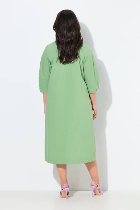 Midikleid, Papertouch, A-Linie, Stehkragen, 3/4-Arm