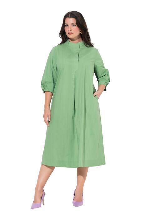 Midi šaty, papertouch, A střih, stojáček, 3/4 rukávy