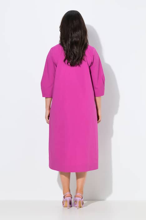 Midikleid, Papertouch, A-Linie, Stehkragen, 3/4-Arm