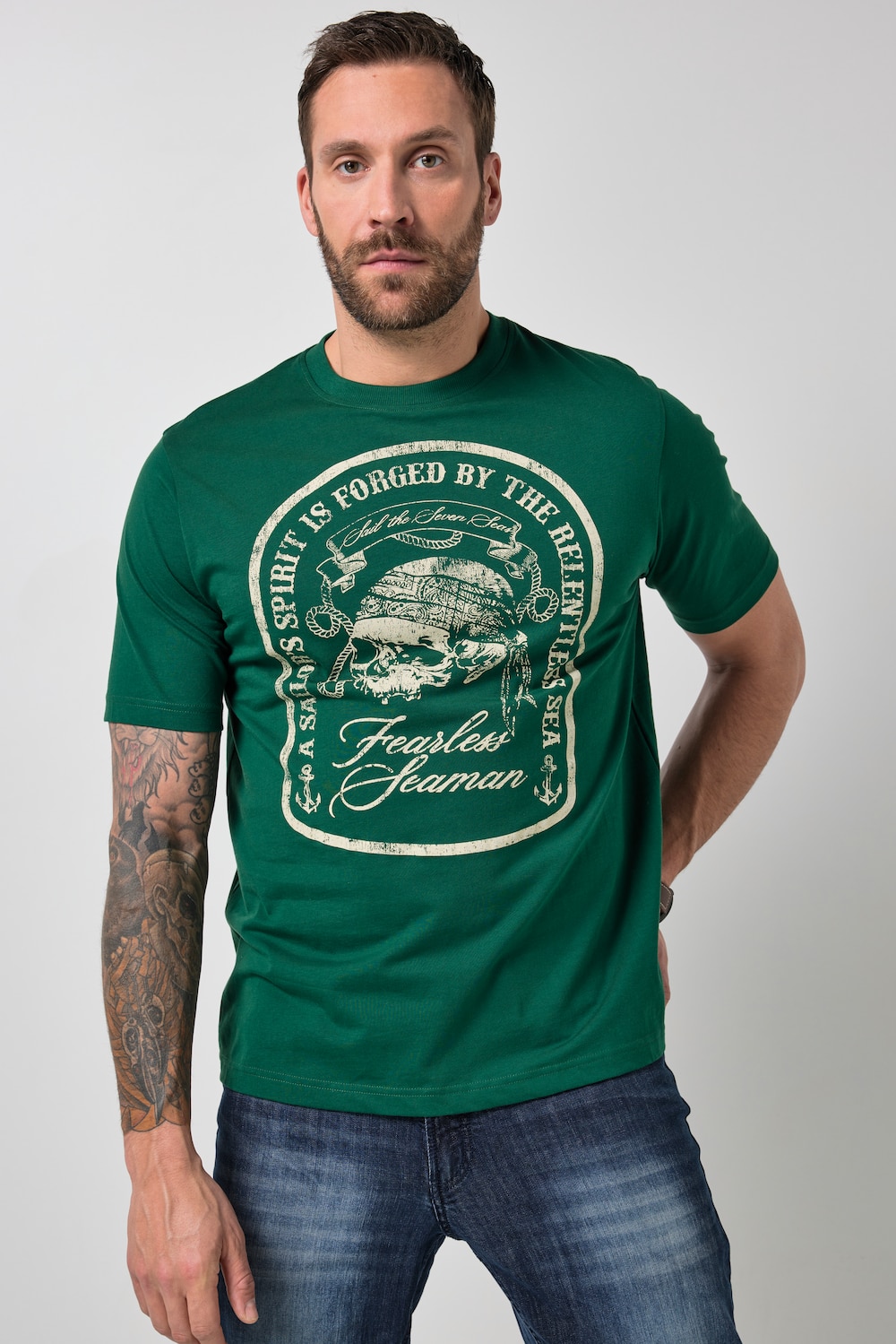 JP1880 T-Shirt, Halbarm, Brustprint, bis 8 XL