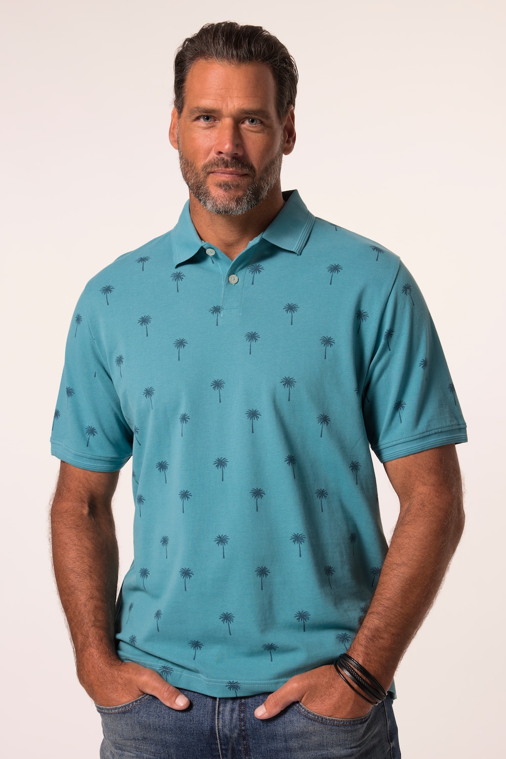JP 1880 poloshirt, korte mouwen, piqué, all-overprint, tot 8XL