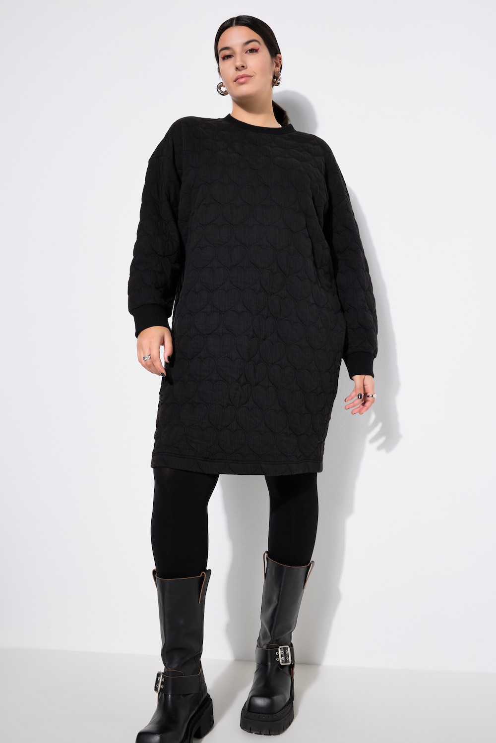 Große Größen Sweat-Minikleid, Damen, schwarz, Größe: 50/52, Polyester/Baumwolle, Studio Untold