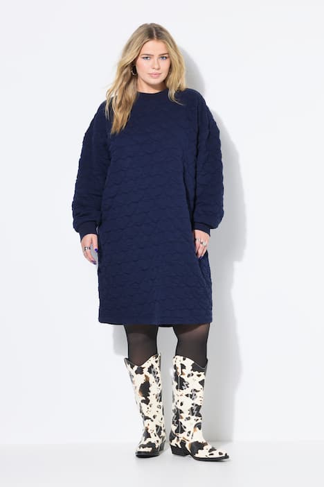 Robe mini en molleton, coupe oversize, matelassage CŒURS