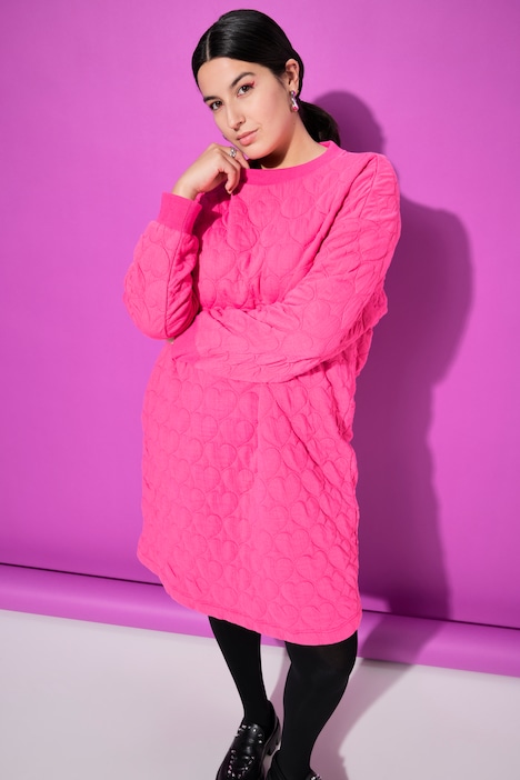 Heart Quilted Long Sleeve Sweatshirt Dress