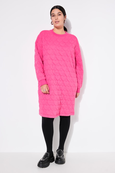 Heart Quilted Long Sleeve Sweatshirt Dress