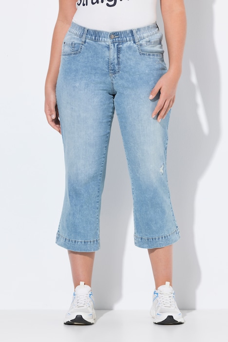 3/4 Jeans straight, 5-lommer, med resirkulert polyester