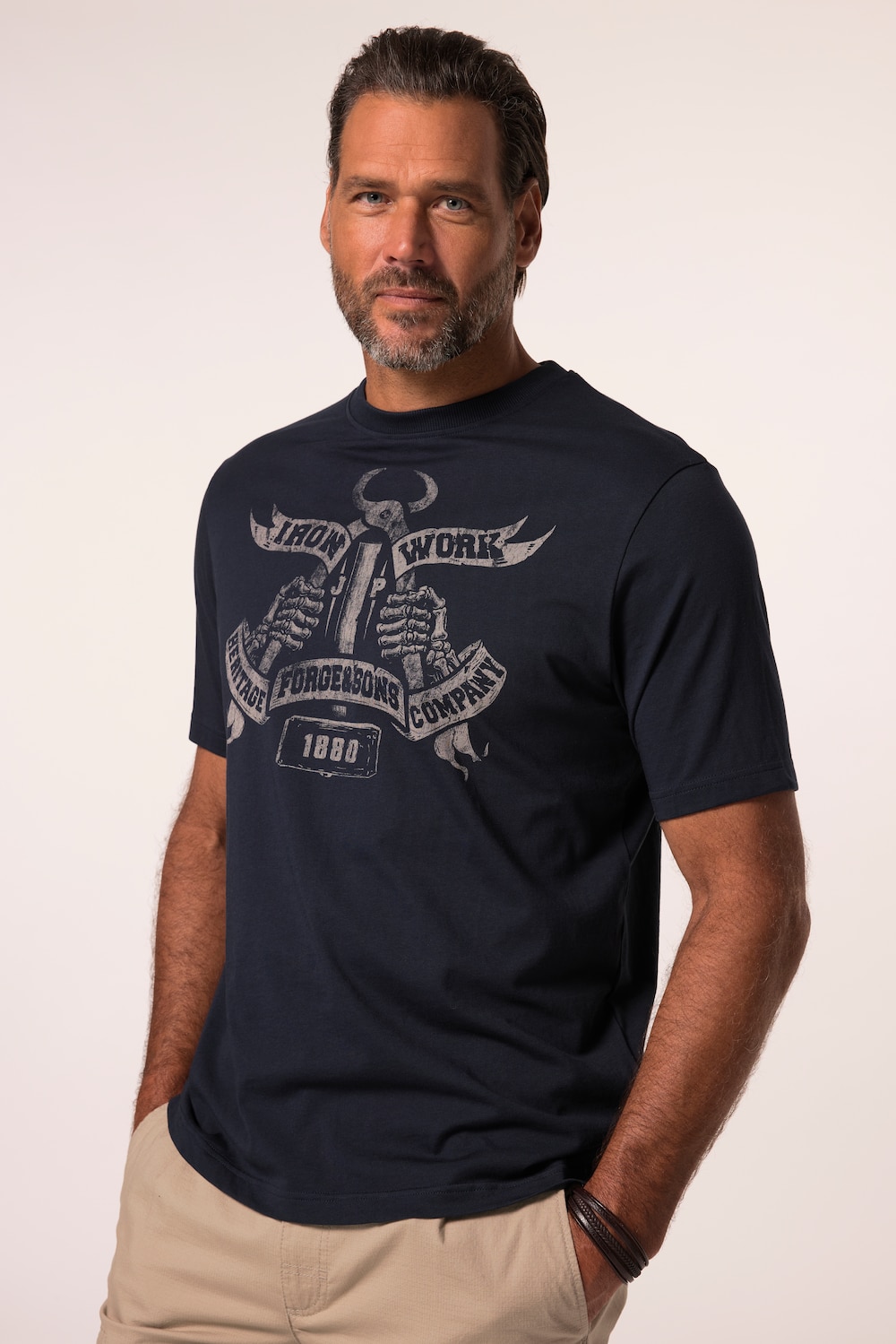 JP1880, T-shirt, korte mouwen, workwear, print op de borst, tot 8XL
