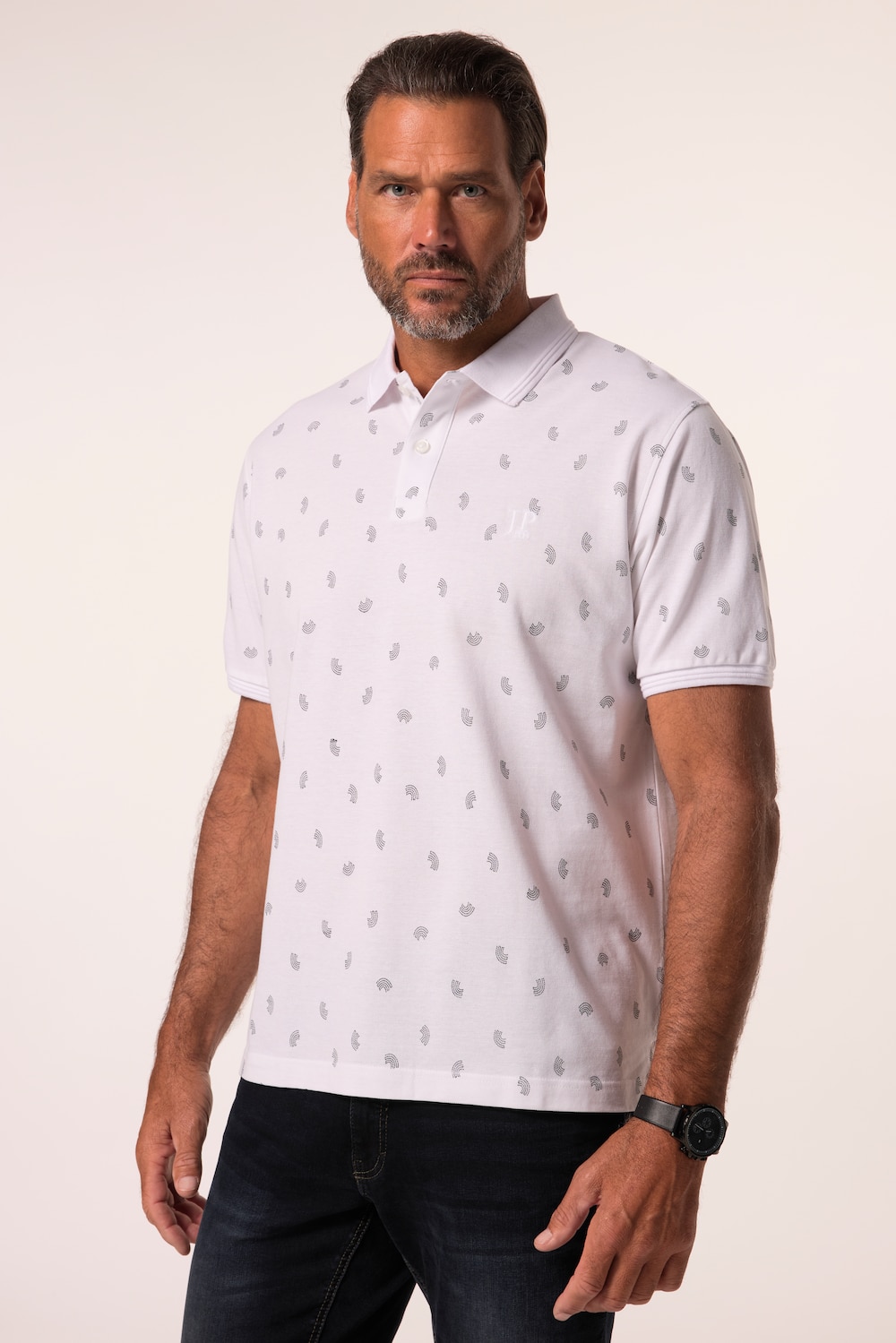 JP 1880 poloshirt, korte mouwen, piqué, all-overprint, tot 8XL