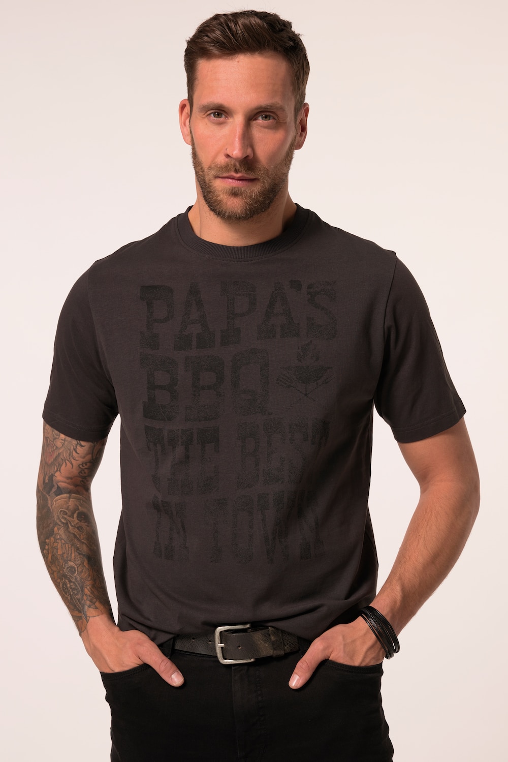 JP1880, T-shirt, korte mouwen, grill-print, tot 8XL