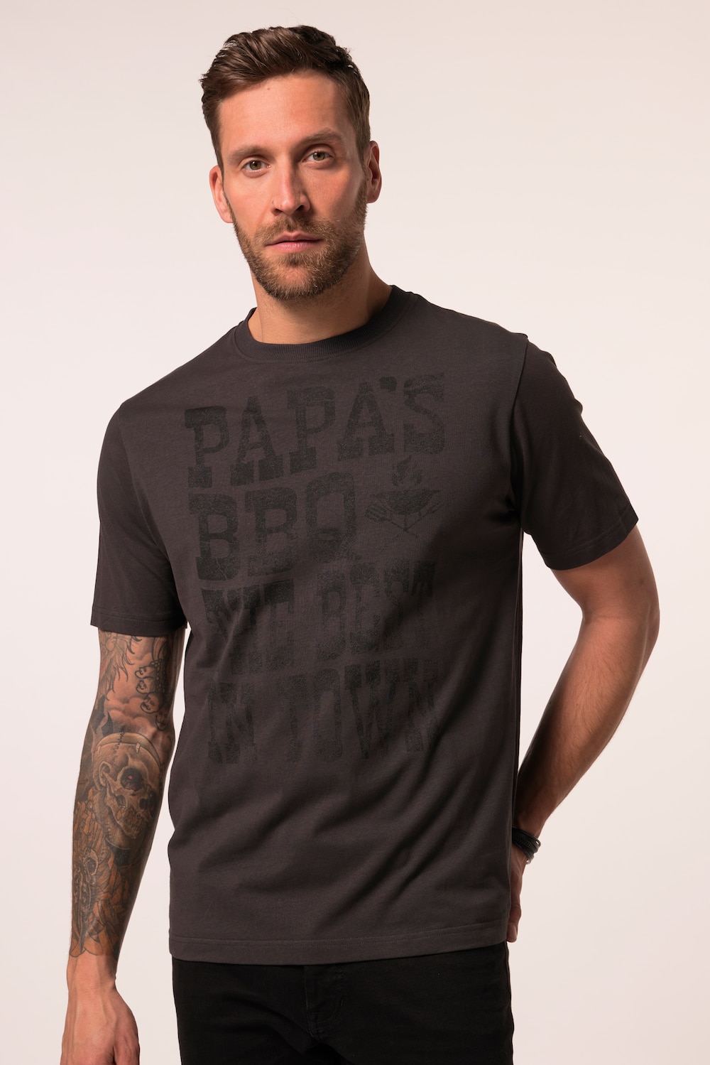 Stora storlekar T-shirt, Her, grå, storlek: L, Bomull, JP1880