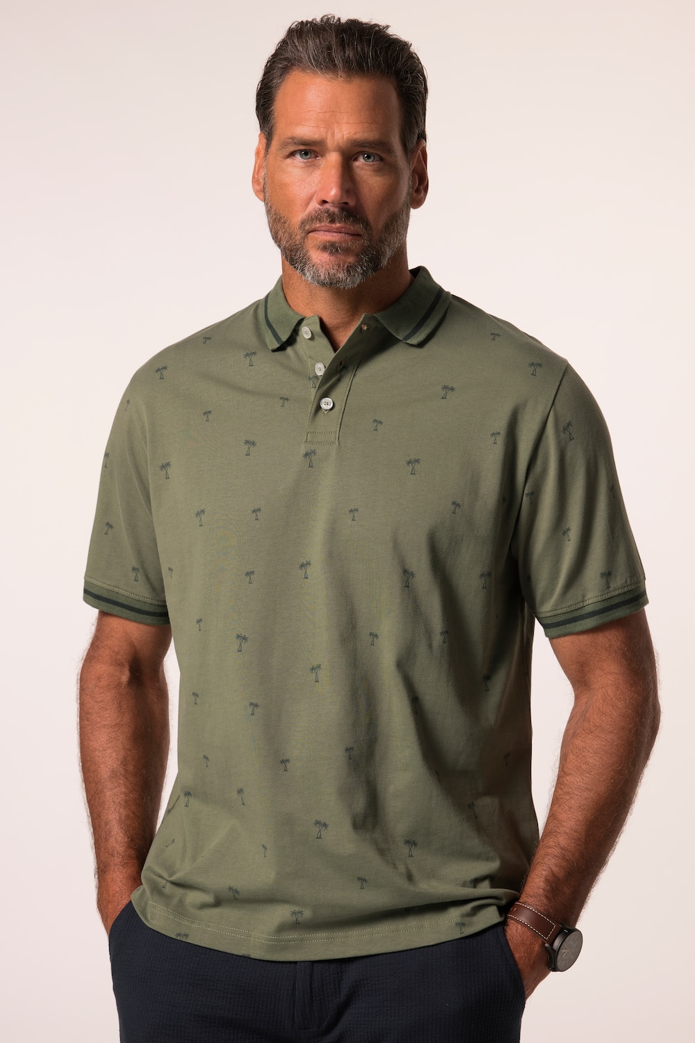 JP1880 Poloshirt, Halbarm, Alloverprint, bis 8 XL