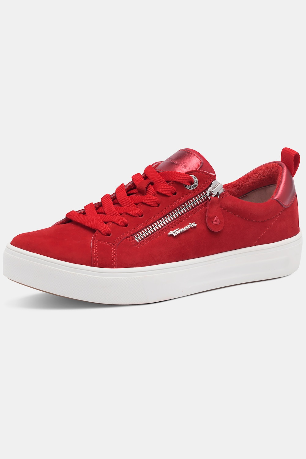 Tamaris Comfort Leder-Sneaker, Damen, rot, Größe: 38, Sonstige/Leder/Synthetische Fasern, Ulla Popken